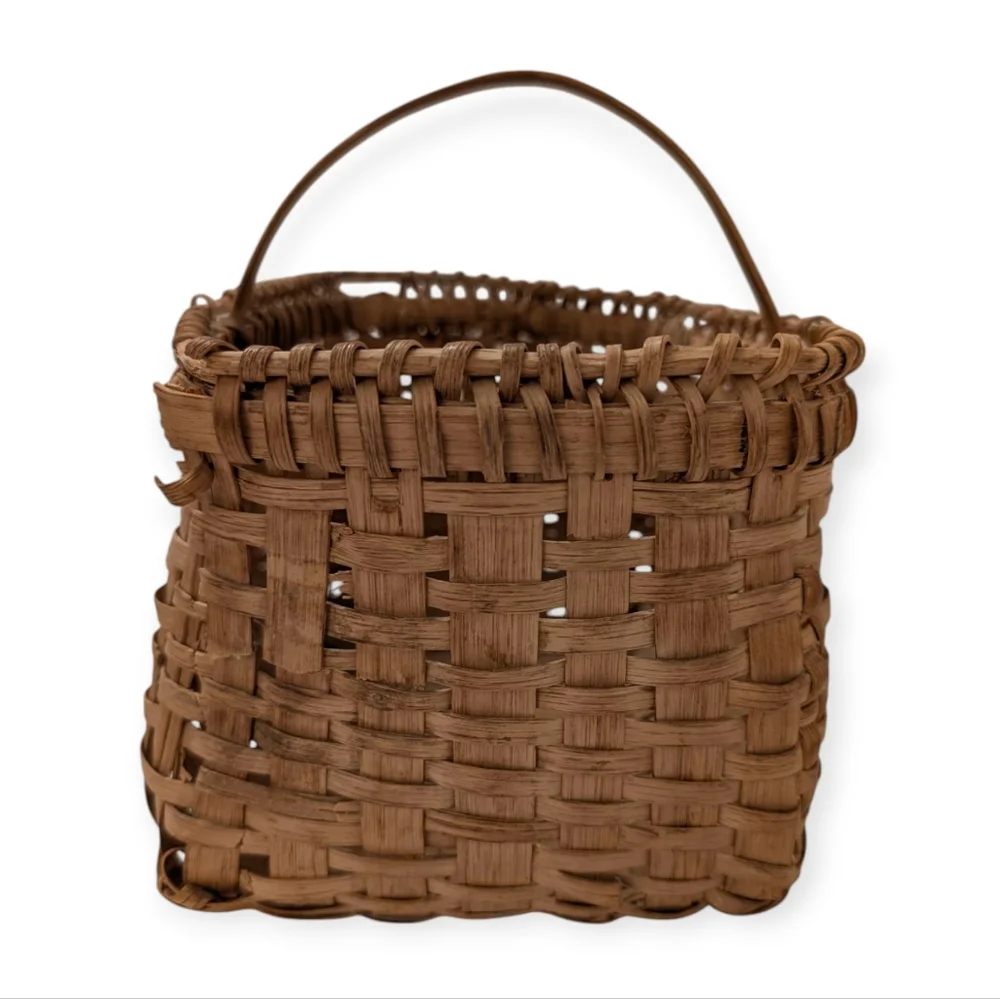 ANTIQUE Woven Americana Basket Farmhouse Storage Vintage 1920